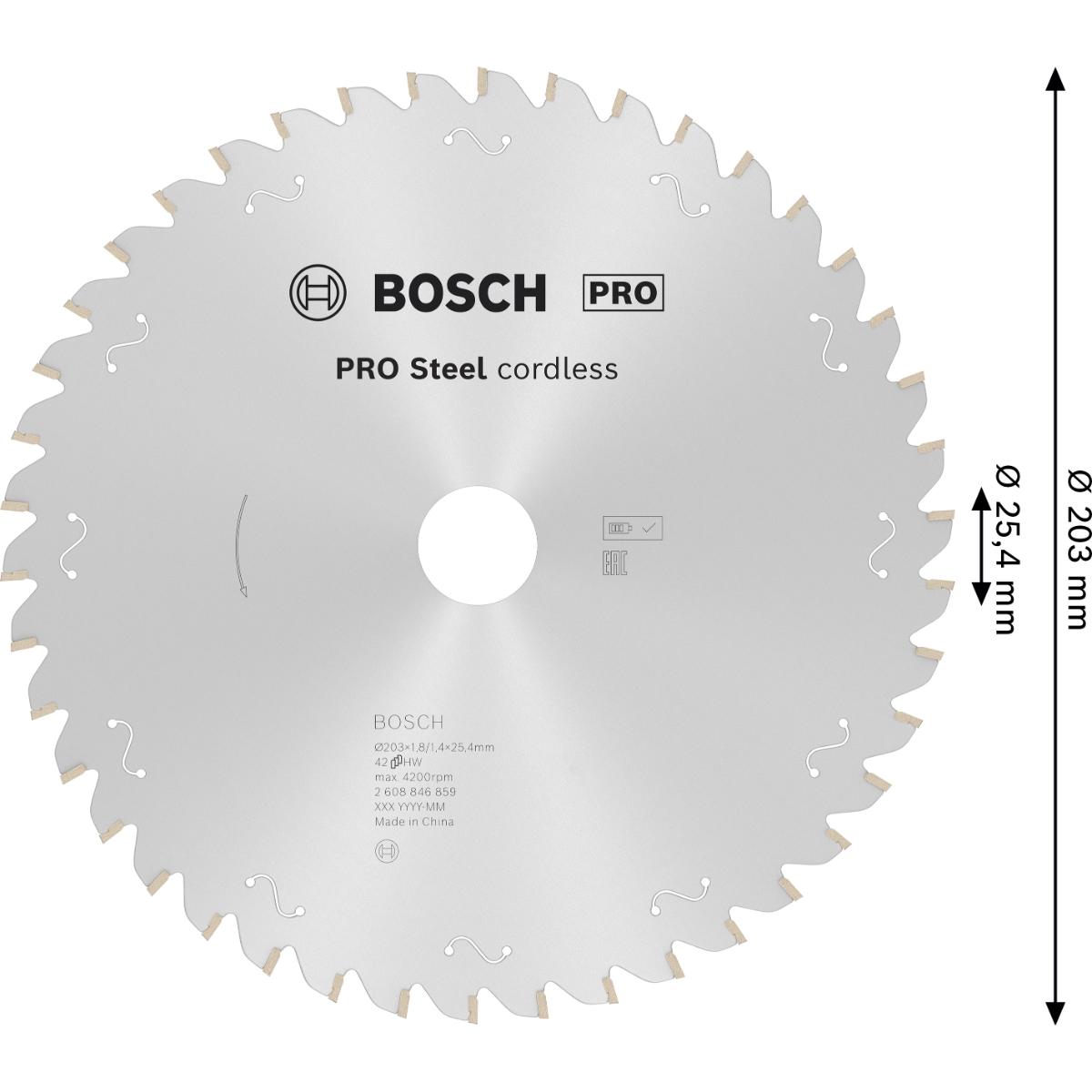Bosch PRO Stahl Cordless KSB, 203x1.8x25.4mm, 42