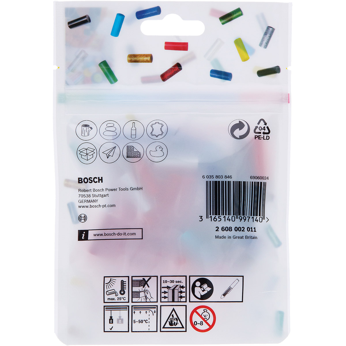 Bosch Klebesticks Gluey, 8 POP-Farbmix 70-teilig