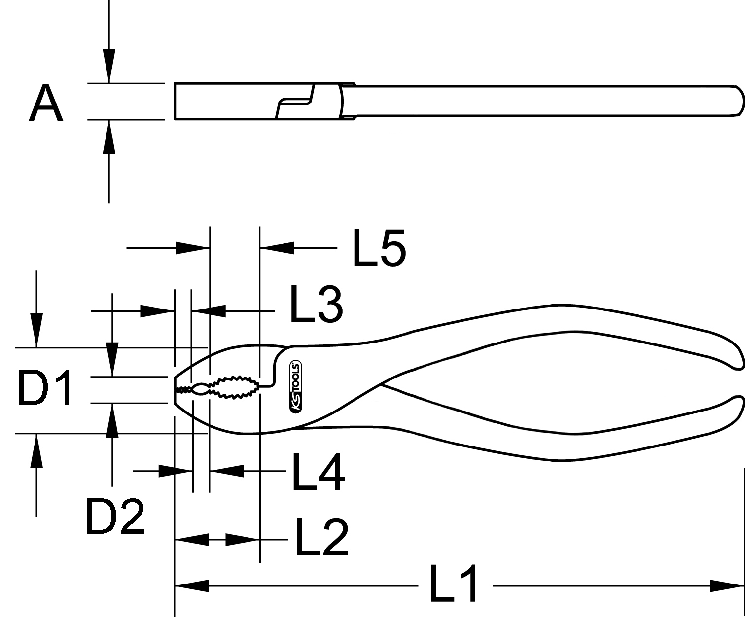 KS Tools EDELSTAHL Universalzange, 200mm