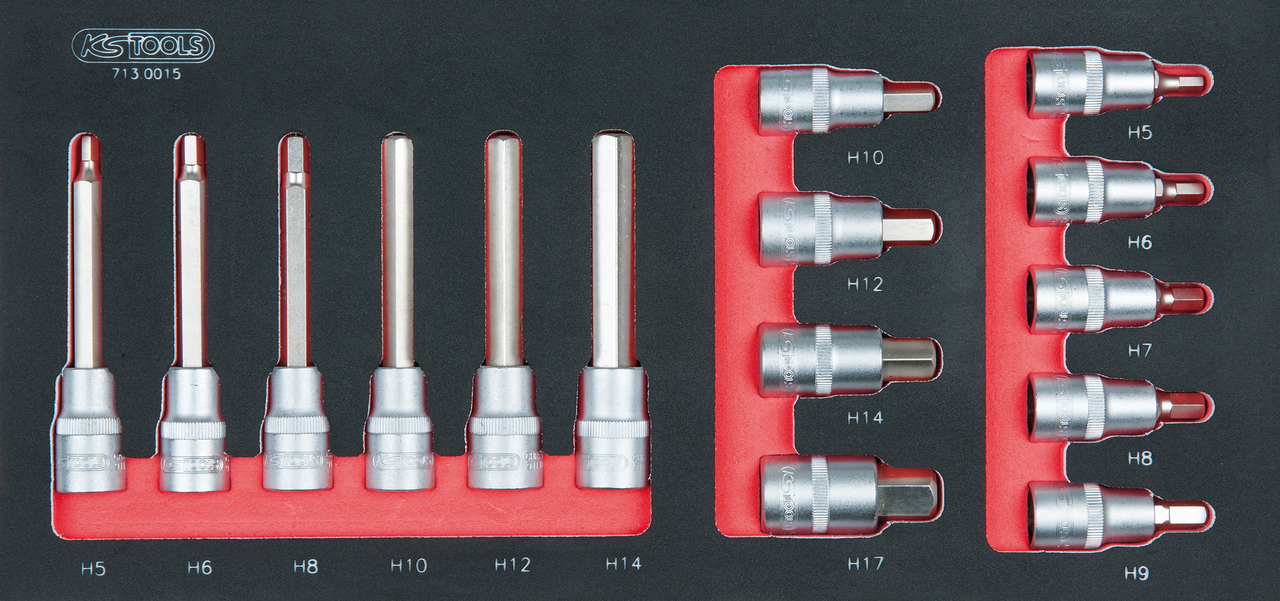 KS Tools SCS 1-2'' Bit-Stecknuss-Satz, 15-tlg in 1-3 Systemeinlage