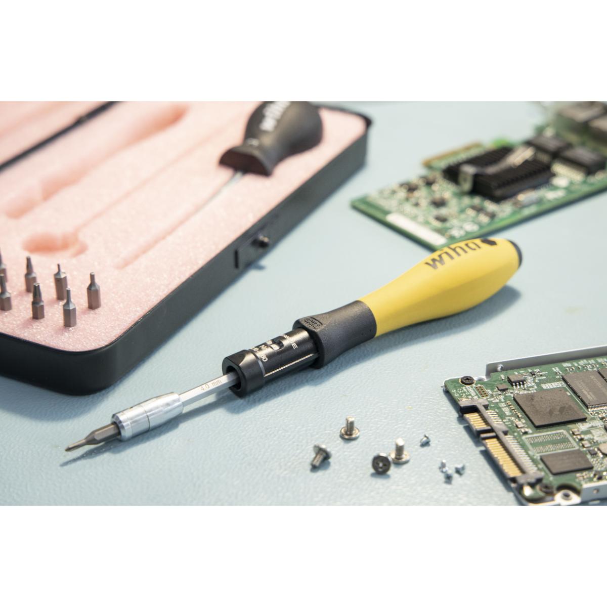 Wiha Drehmoment-Schraubendreher Set TorqueVario -S Micro ESD 0,1-0,6 Nm gemischt 18-teiliges Set variabel einstellbare Drehmomentbegrenzung mit Box