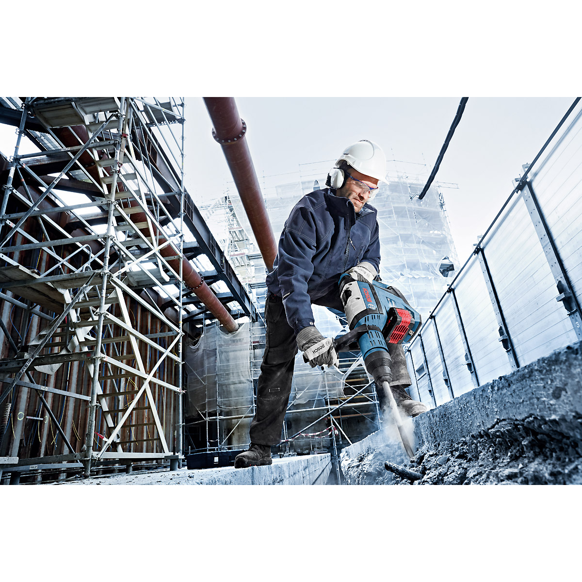 Bosch Akku-Bohrhammer BITURBO mit SDS max GBH 18V-45 C, Solo Version, Handwerkerkoffer