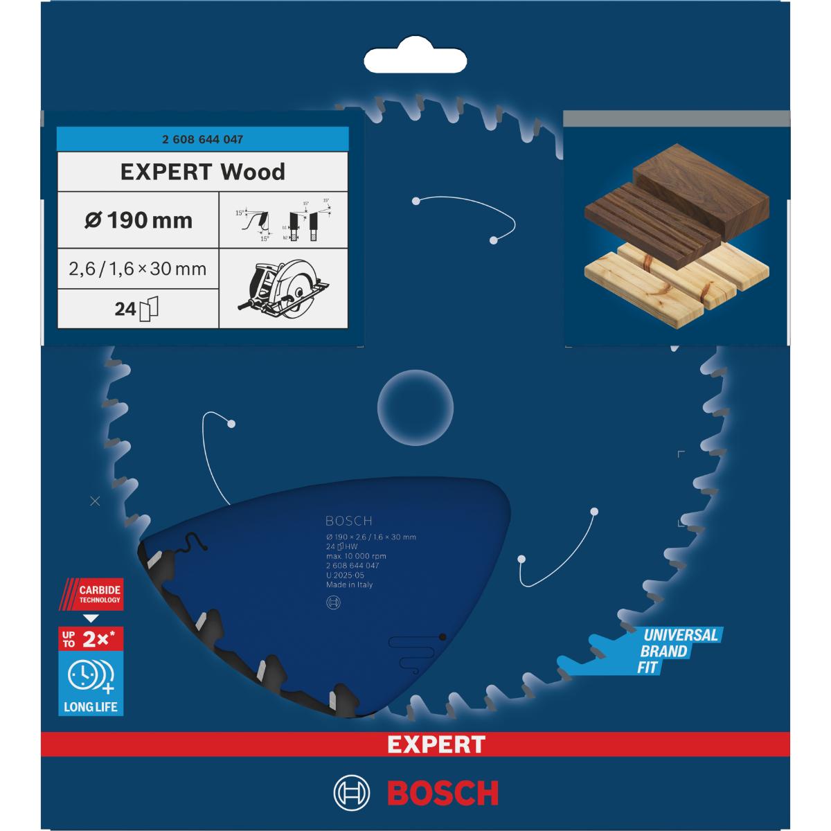 Bosch Kreissägeblatt Expert for Wood ø 190 mm, Bohrung 30 mm