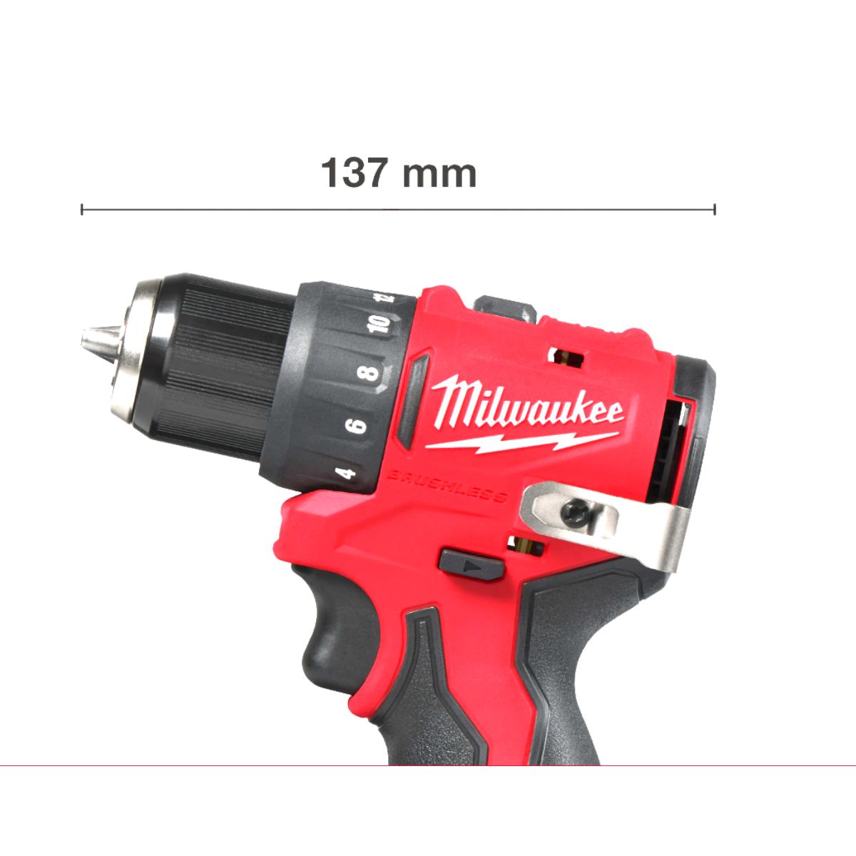 Milwaukee M12 Bürstenloser Akku-Bohrschrauber Kit M12BLDDRC-201C