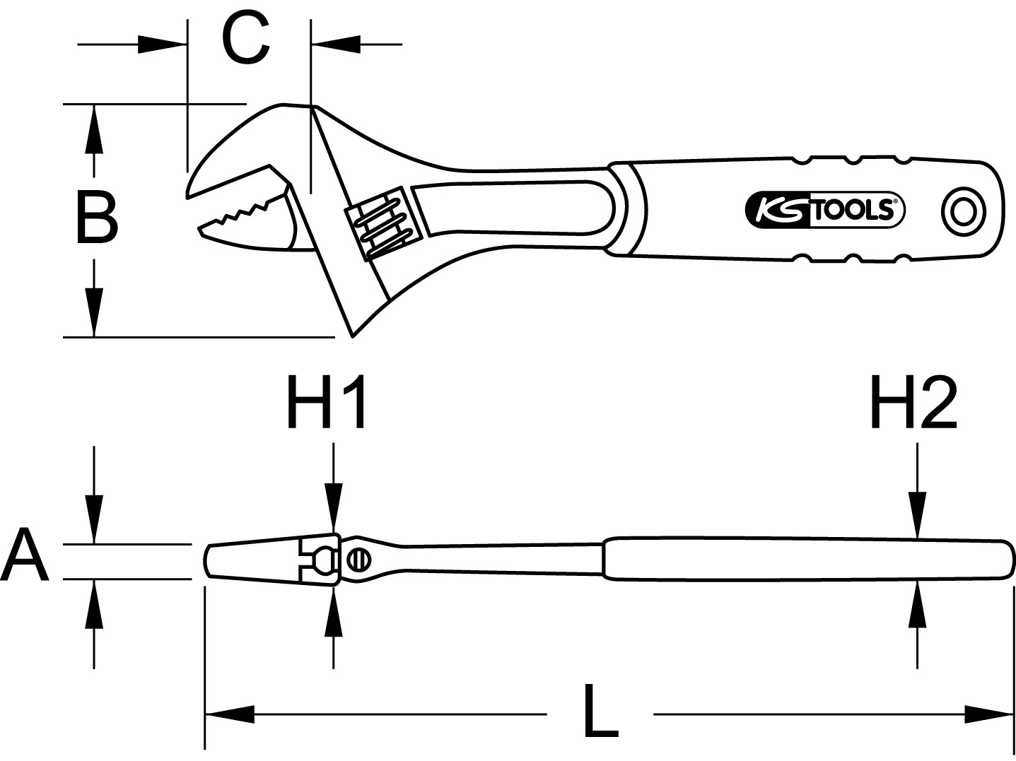 KS Tools Rollgabelschlüssel mit 2-Komponentengriff