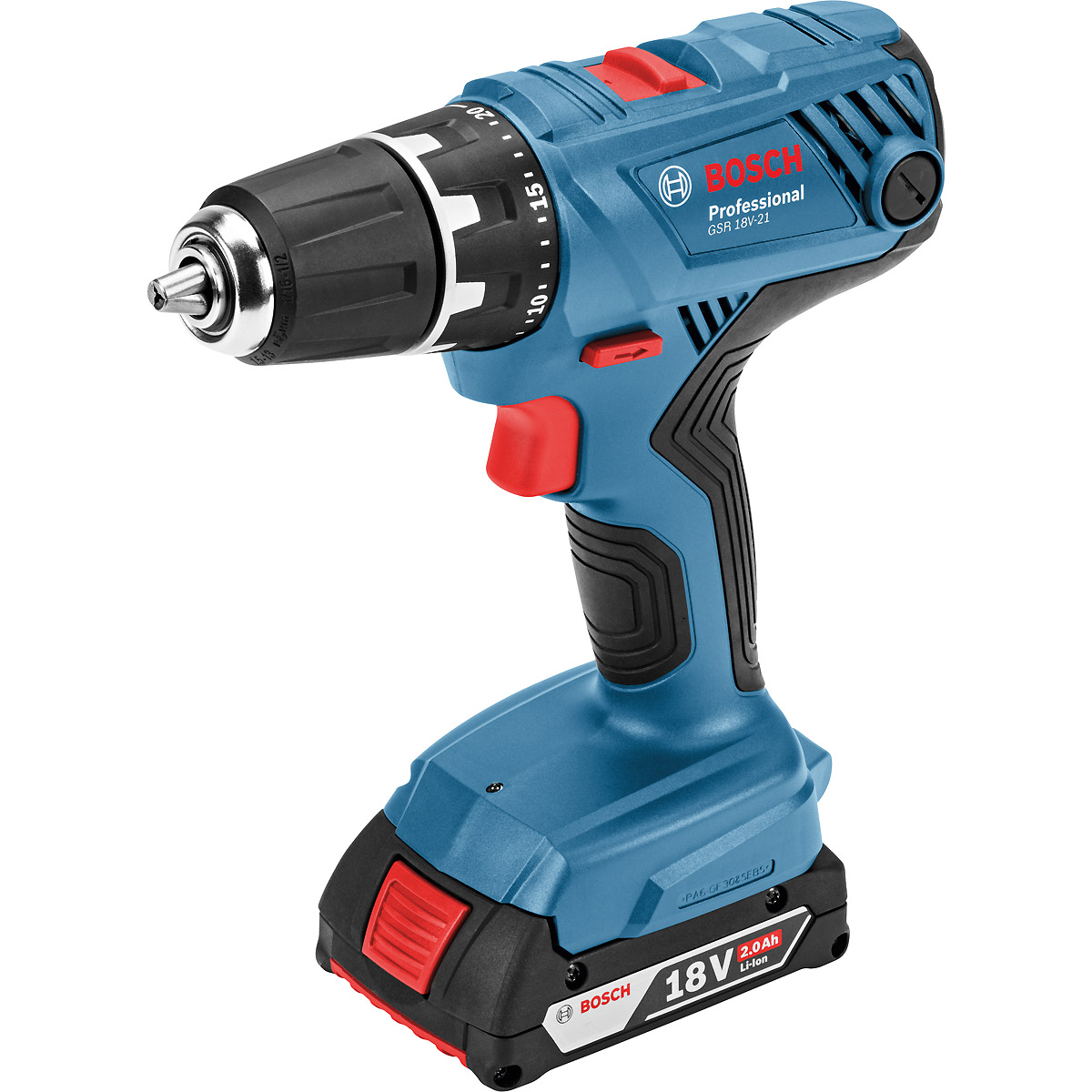 Bosch Akku-Bohrschrauber GSR 18V-21, mit 2 x 2.0 Ah Li-Ion Akku, L-BOXX