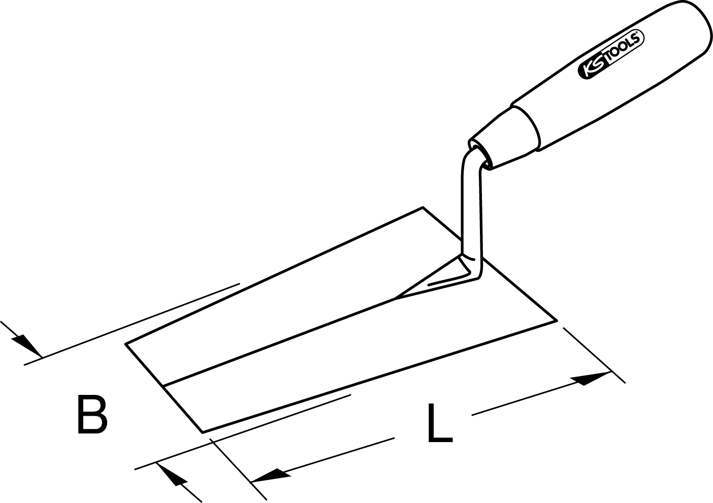 KS Tools Stuckateurkelle, kantig, mit Holzgriff
