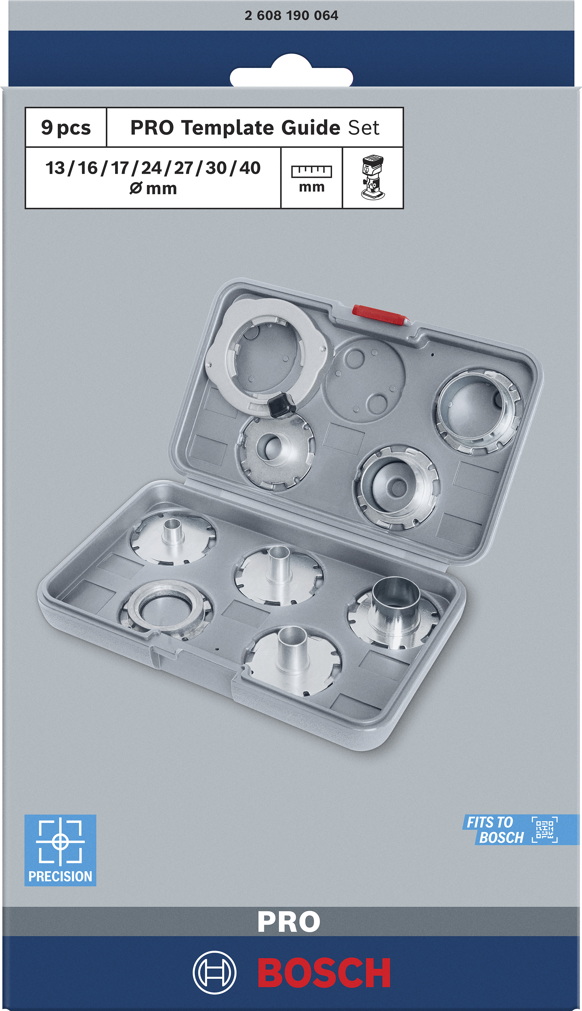Bosch PRO Kopierhülsen metrisch für Fräsen 9-teiliges Set