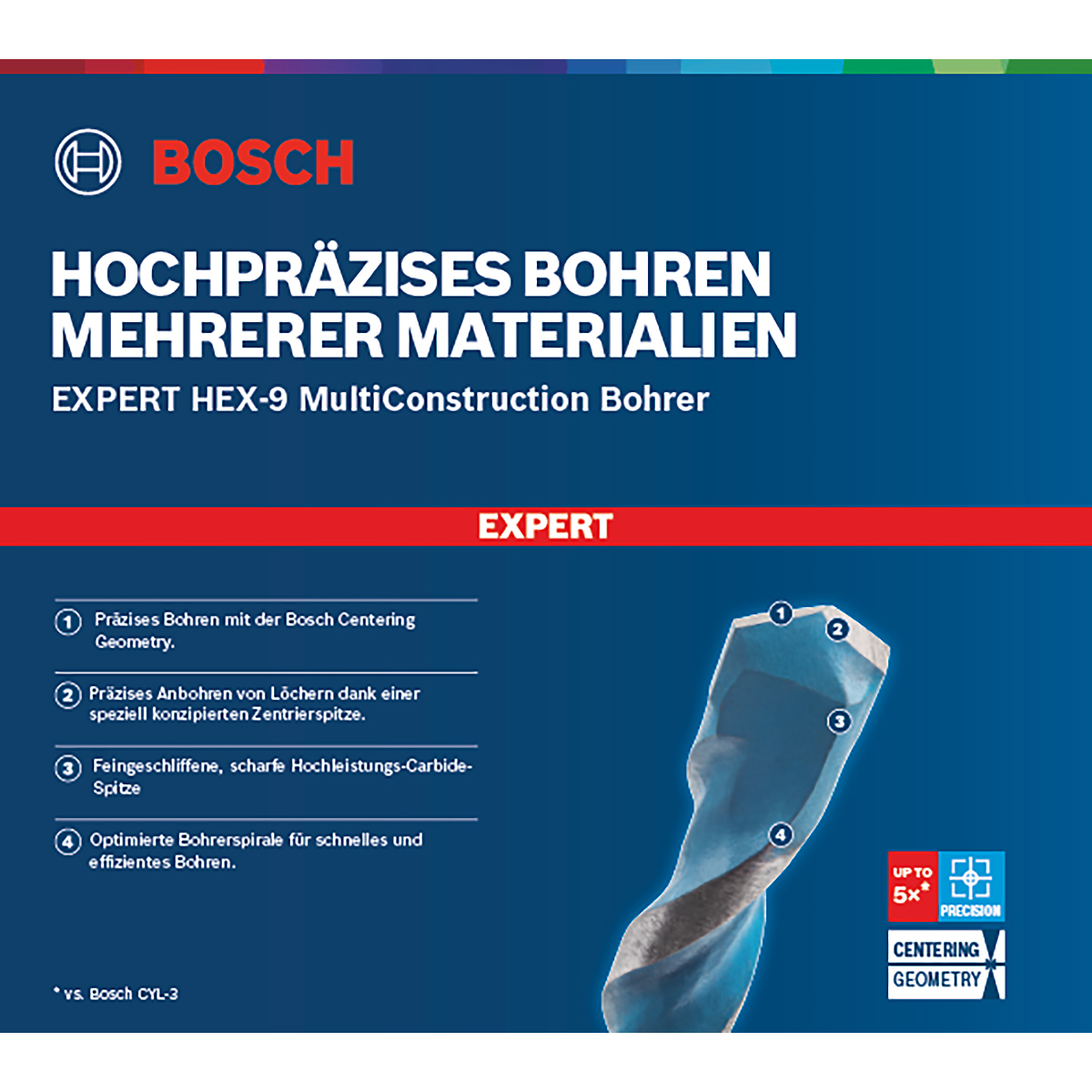 Bosch EXPERT HEX-9 MultiConstruction Bohrer-Set, 5-tlg., für Dreh- und Schlagbohrer