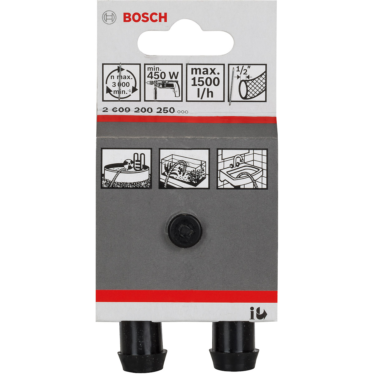 Bosch Wasserpumpe 1500 l/h, 1/2 Zoll, 3 m, 18 m, 10 Sekunden