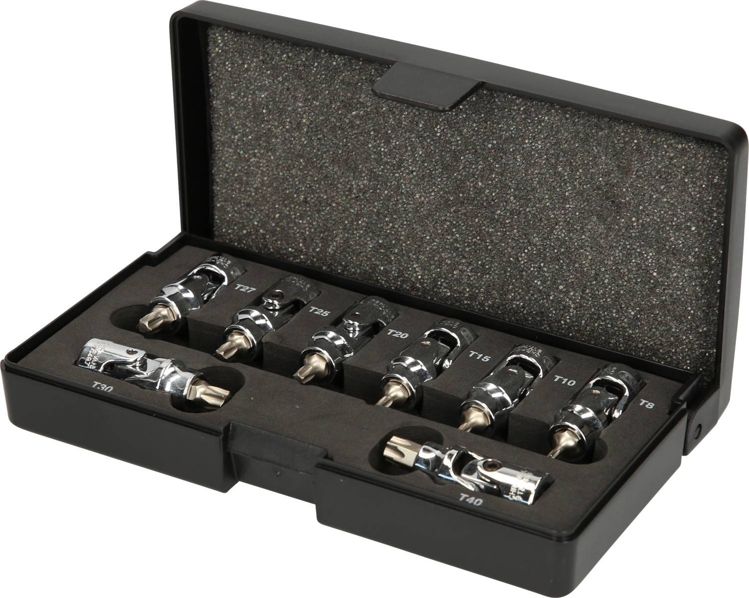 KS Tools 1/4" CHROMEplus Bit-Stecknuss-Satz mit Gelenk Torx, 8-tlg T8-T40