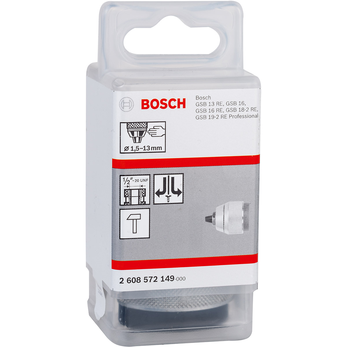 Bosch Schnellspannbohrfutter verchromt, 1,5 bis 13 mm, 1/2 Zoll bis 20