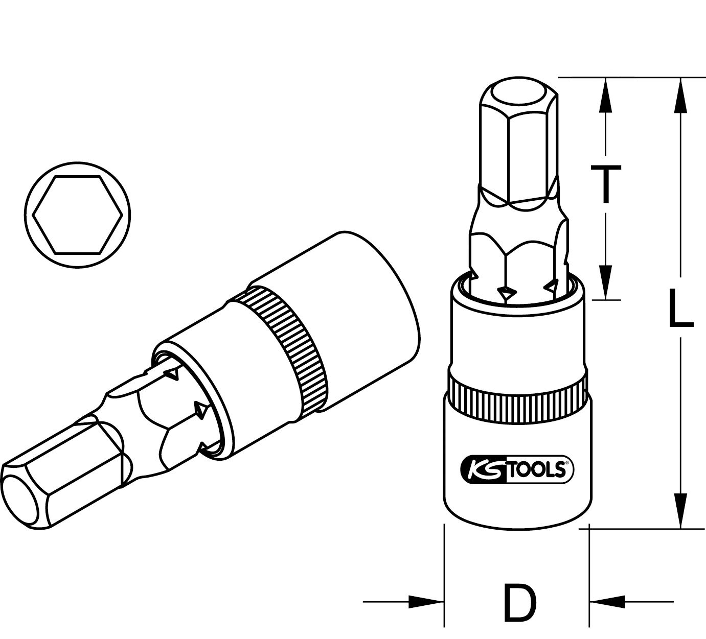 KS TOOLS 1/4" Bit-Stecknuss Innensechskant