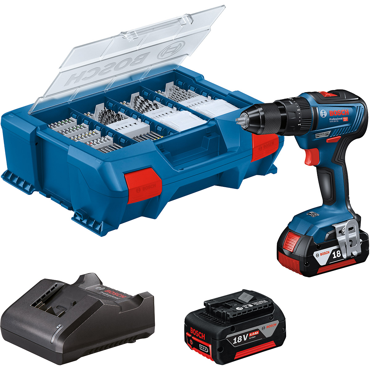 Bosch Akku-Bohrschrauber GSB 18V-55 mit 2x Akku GBA 18V 4.0Ah