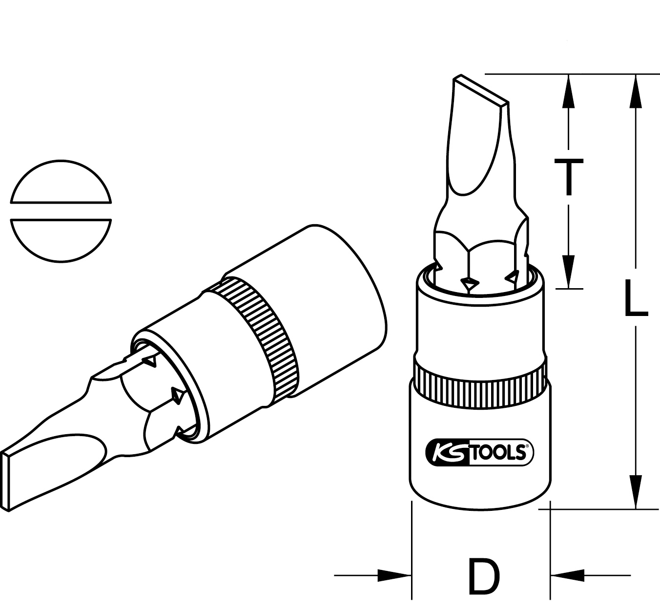 KS TOOLS 3/8" Bit-Stecknuss Schlitz