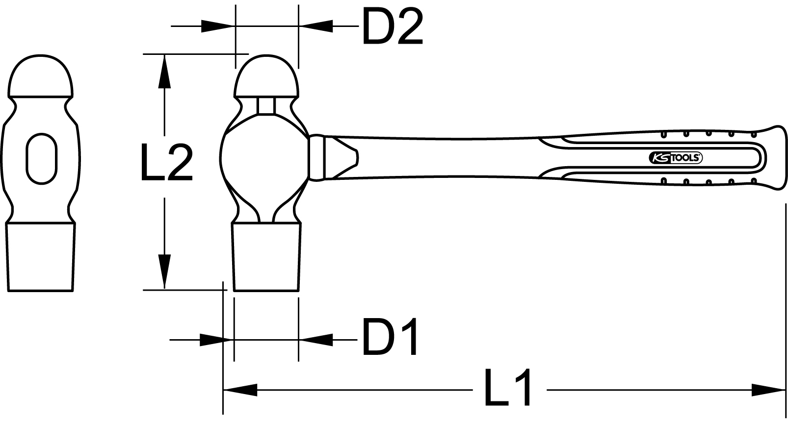 KS Tools EDELSTAHL Schlosserhammer mit Fiberglasstiel