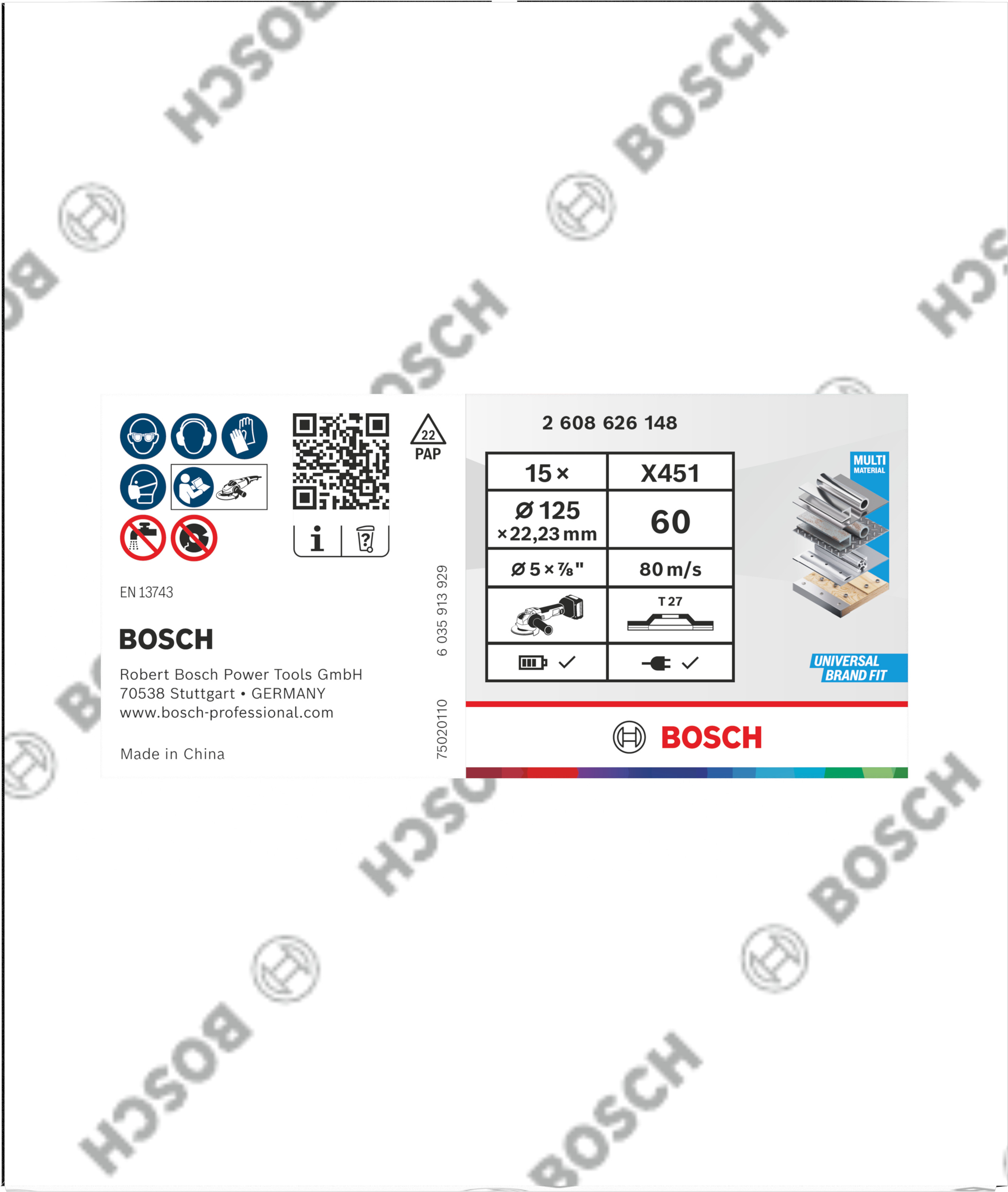 Bosch X451 Fächerschleifscheiben, 125mm, T27, K60