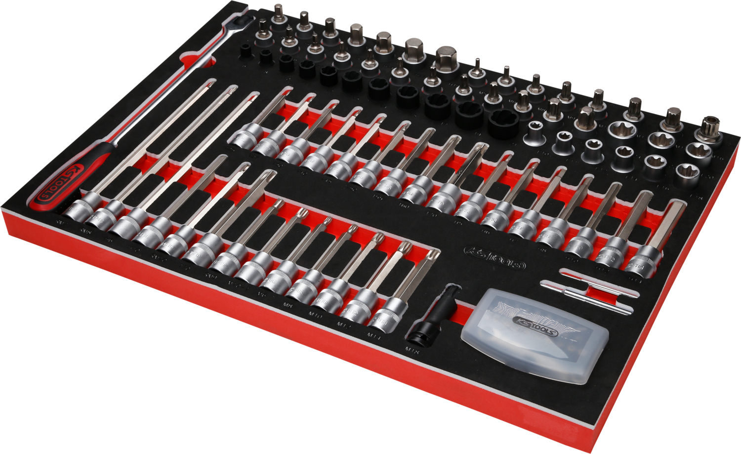 KS Tools 1-2'' Bit-Stecknuss-Satz in Schaumstoffeinlage, 111-tlg