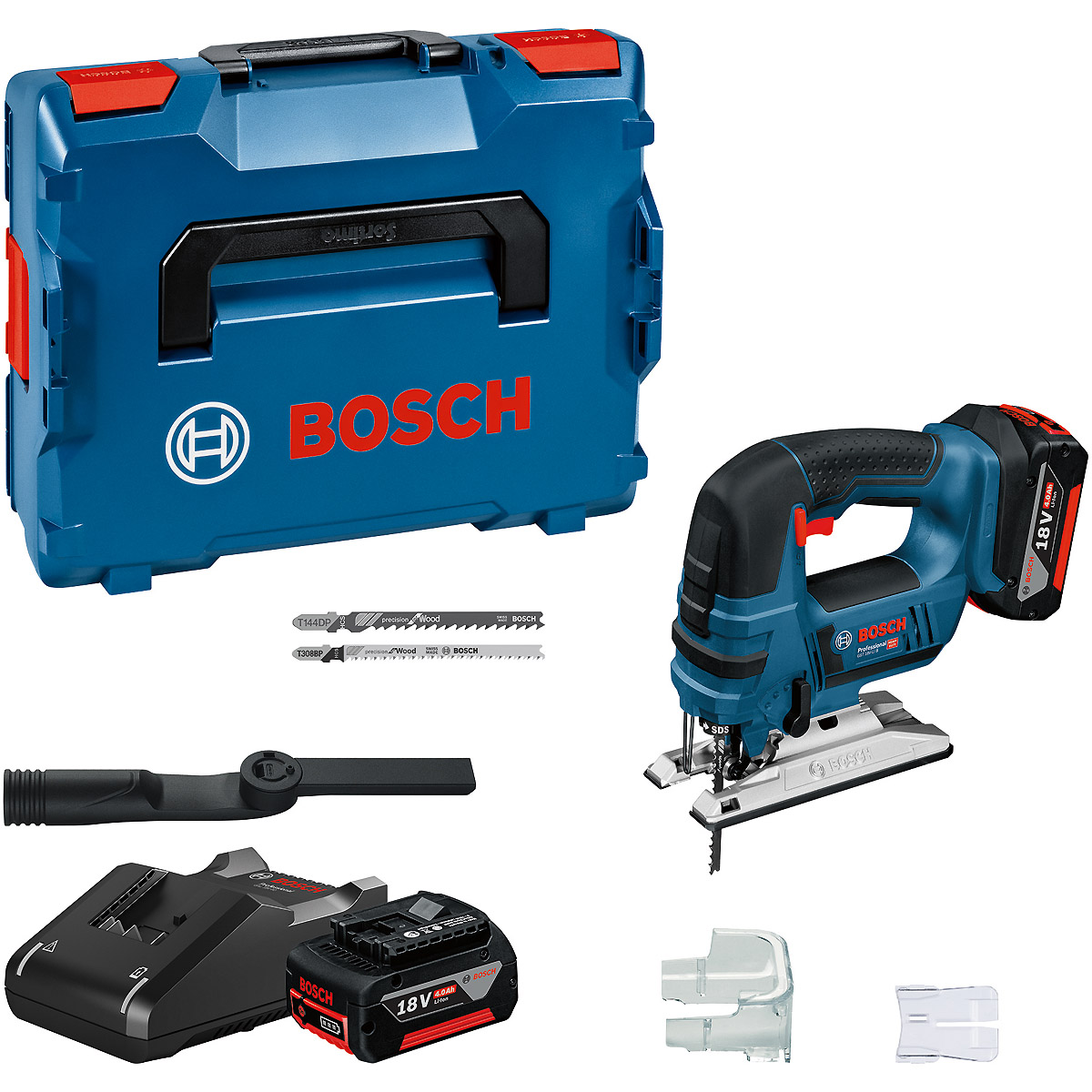 Bosch Akku-Stichsäge GST 18 V-LI B, mit 2 x 4.0 Ah Li-Ion Akku, L-BOXX