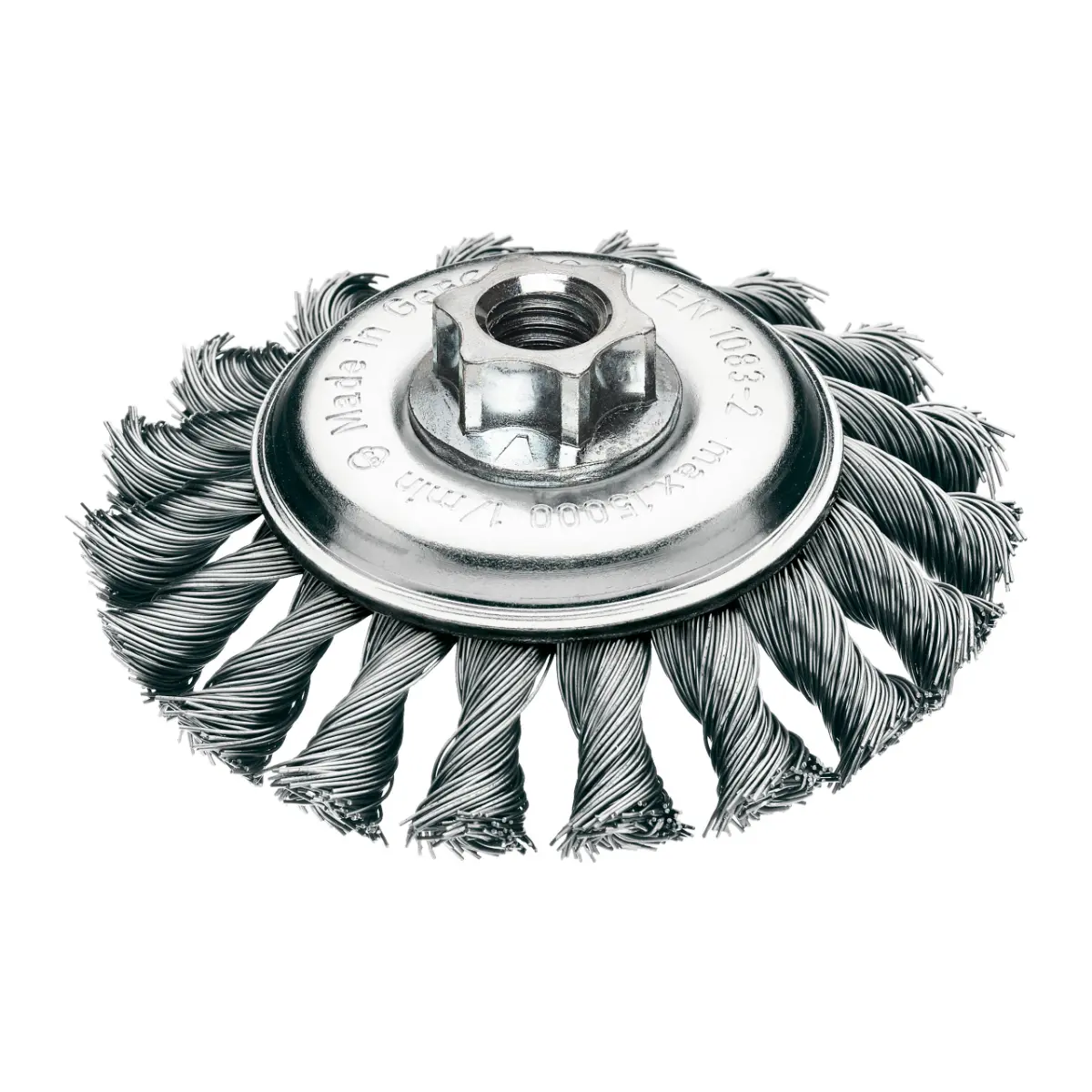 Milwaukee Kegelbürste für Winkelschleifer, gezopft, Stahl 115 x 12 x 0,5 mm, M14