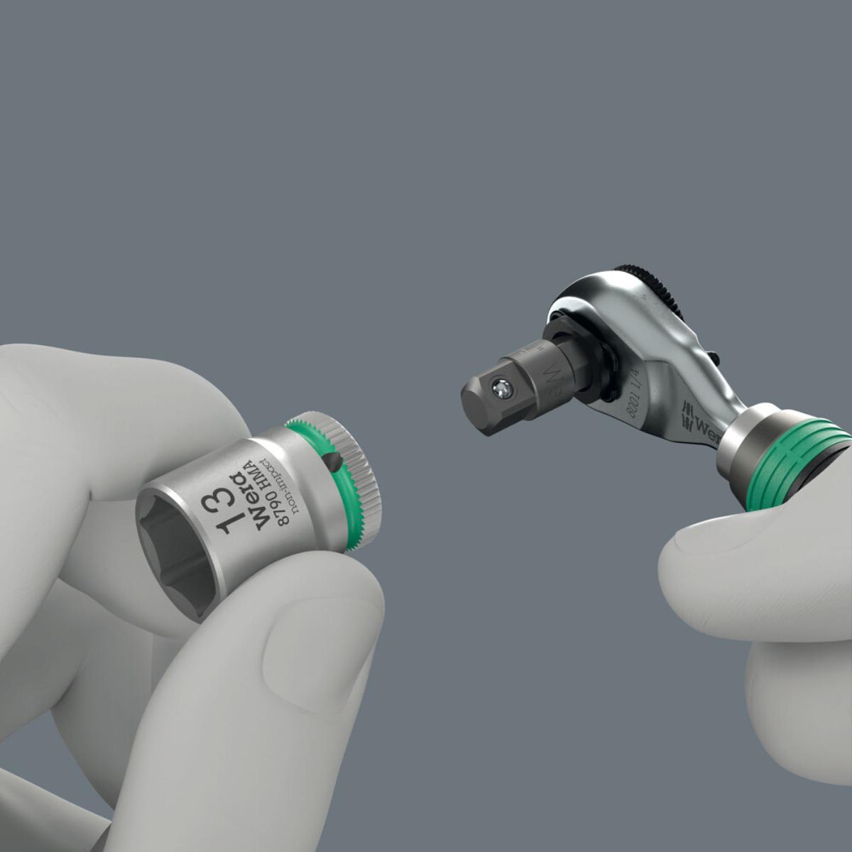 Wera 8011 Zyklop Mini 4 Bit-Ratsche, 1/4 zoll, 1/4 zoll x 50 mm