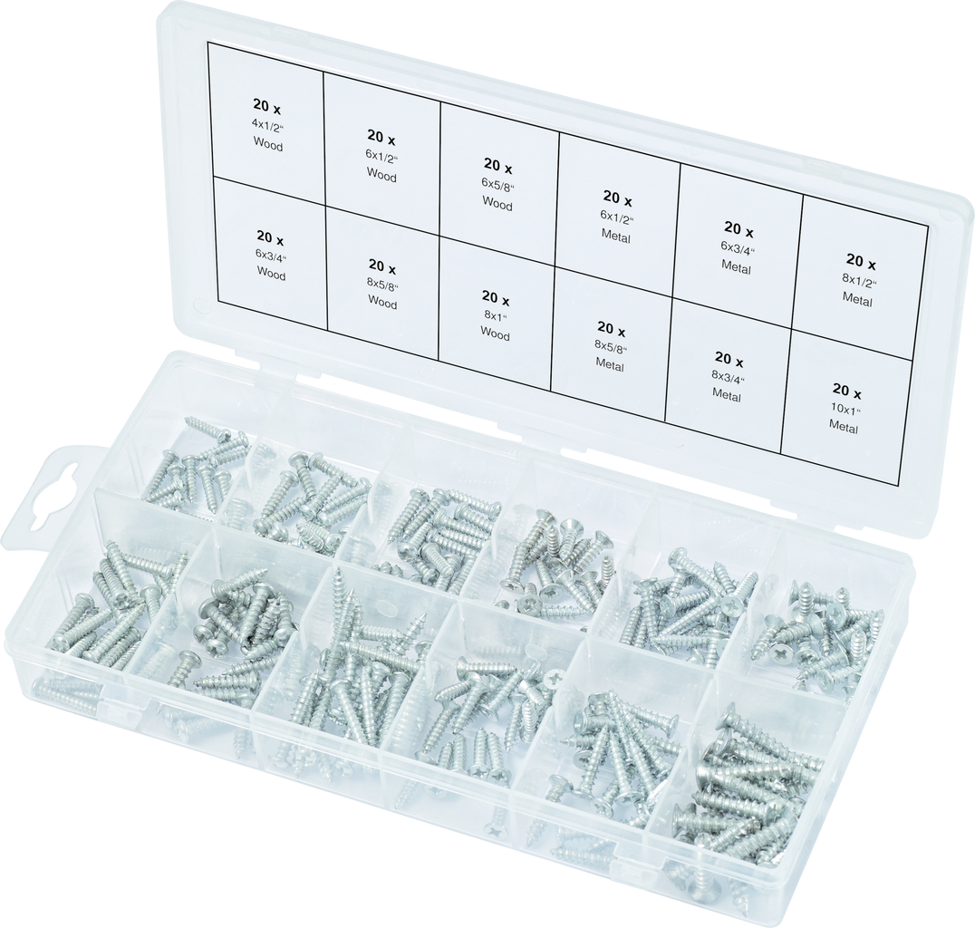 KS Tools Sortiment Metall + Holzschrauben, selbstschneidend, 240-tlg