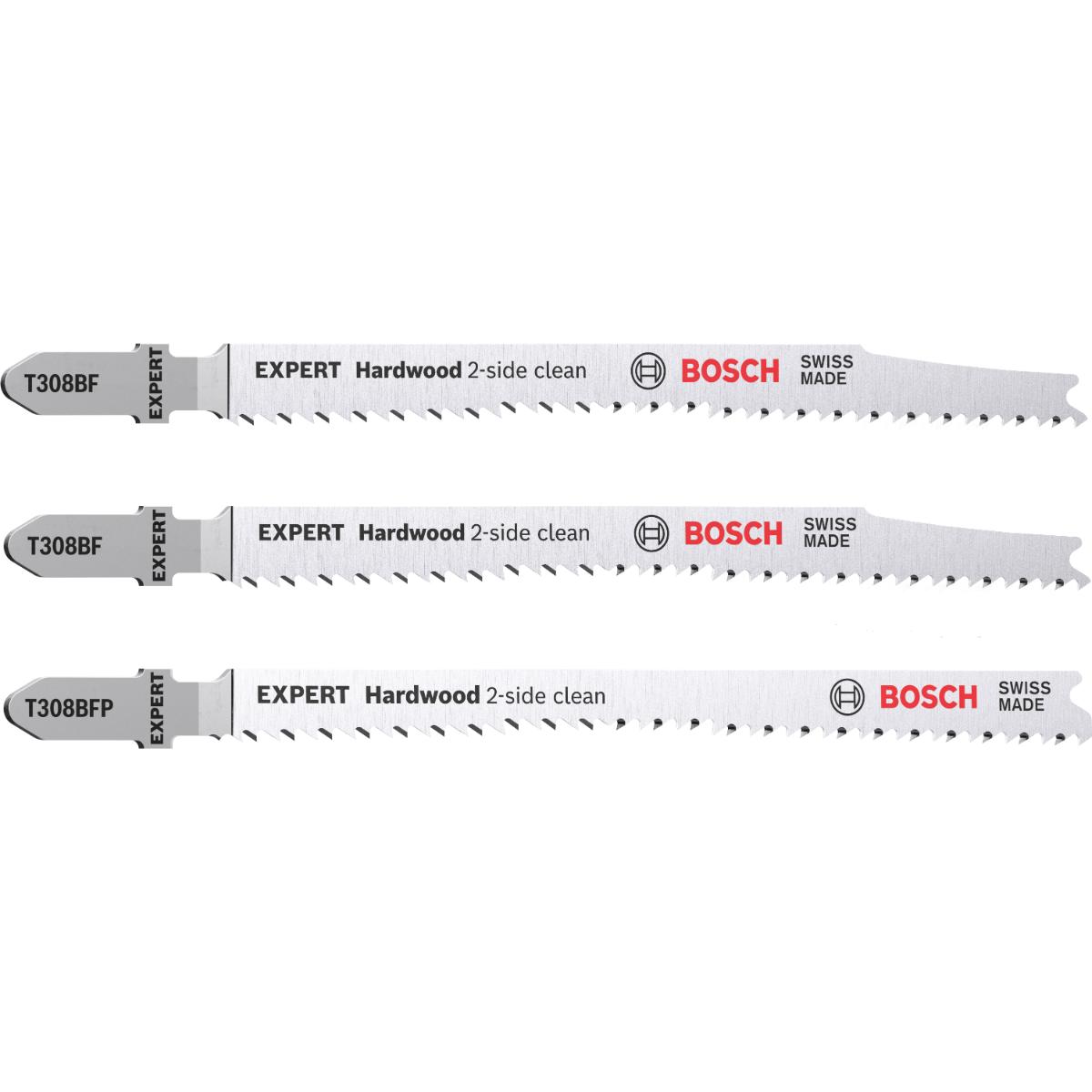 Bosch EXPERT ‘Hardwood 2-side clean‘ Stichsägeblatt-Set, 2-tlg., T308BF/BFP. Für Stichsägen