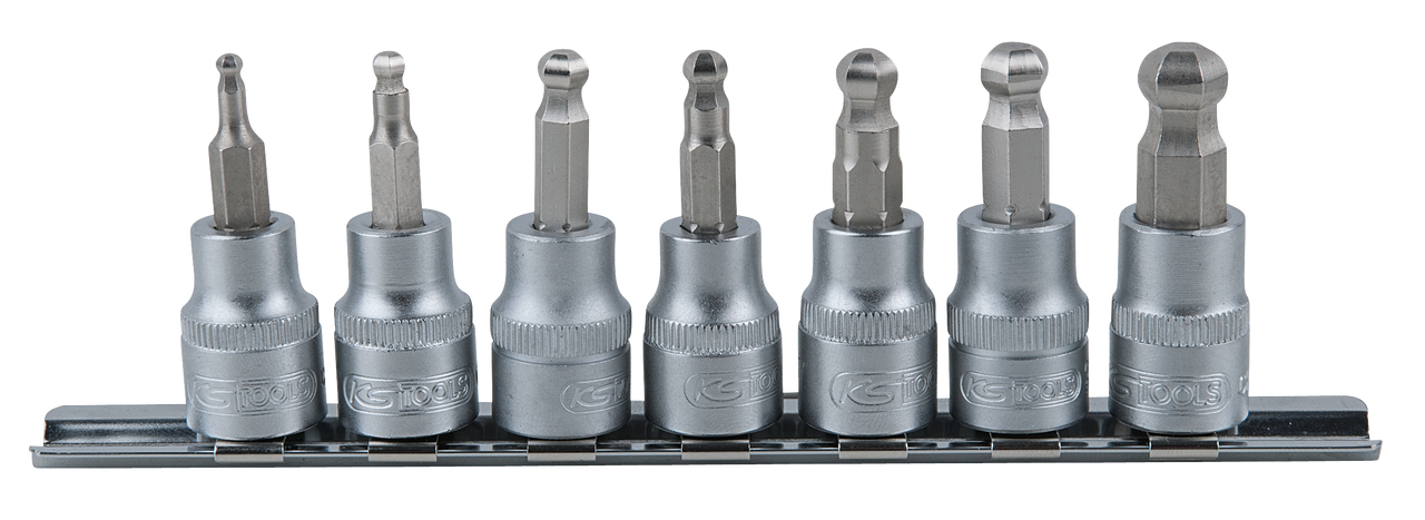 KS Tools 3/8" Bit-Stecknuss-Satz Innensechskant mit Kugelkopf, 7-tlg