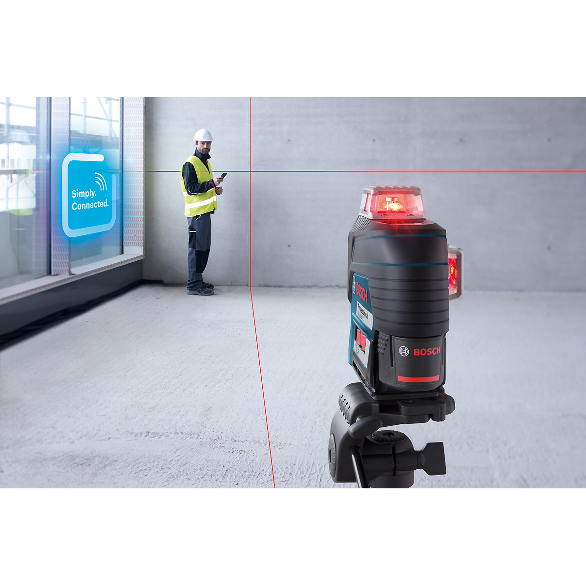 Bosch Linienlaser GLL 3-80 C, mit 1 x 2.0 Ah Li-Ion Akku, Halterung BM 1, L-BOXX
