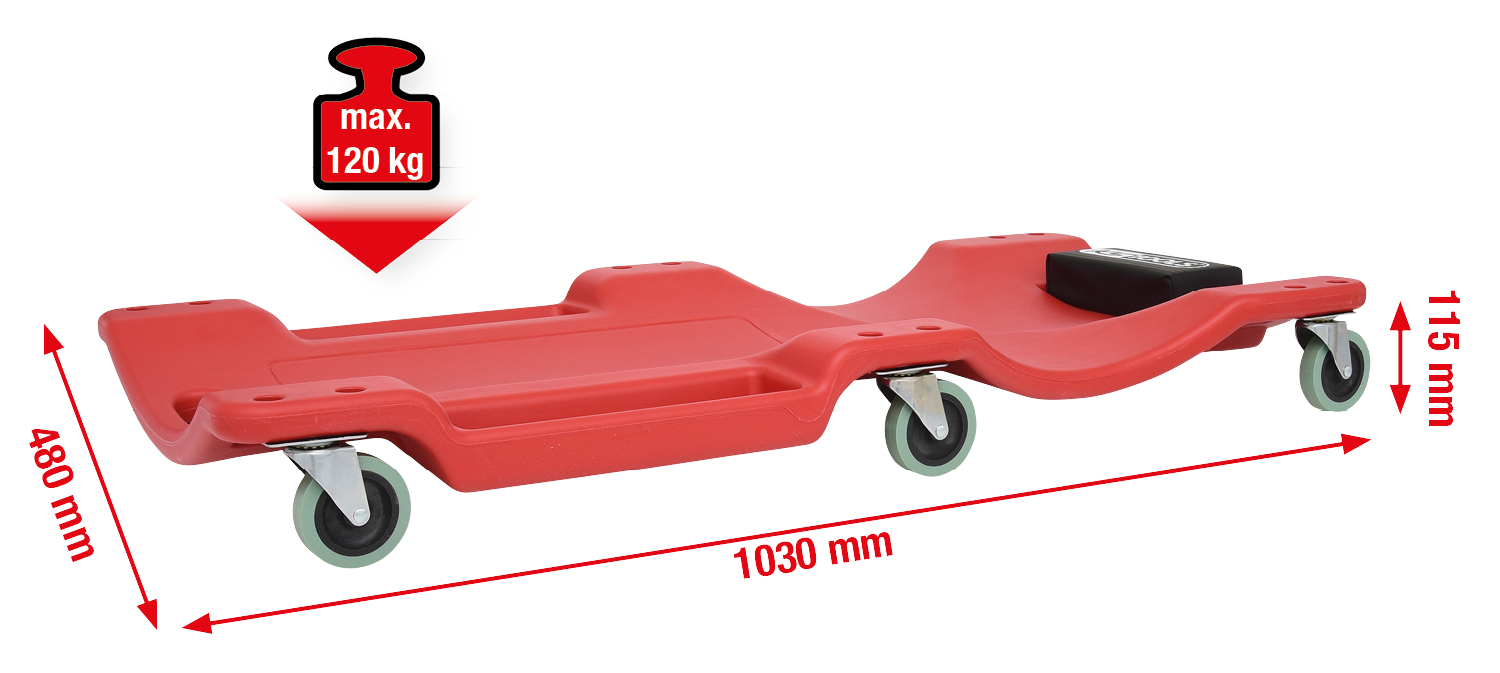 KS Tools Fahrbare Liege, L1030xB480xH115mm