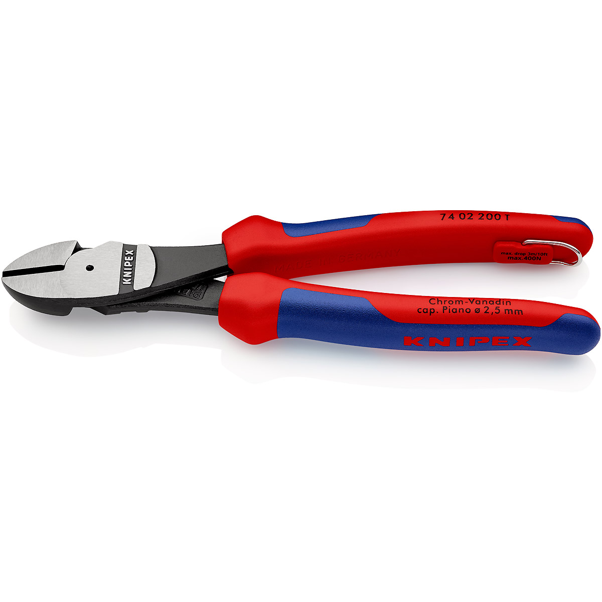 KNIPEX Kraft-Seitenschneider mit Befestigungsöse atramentiert