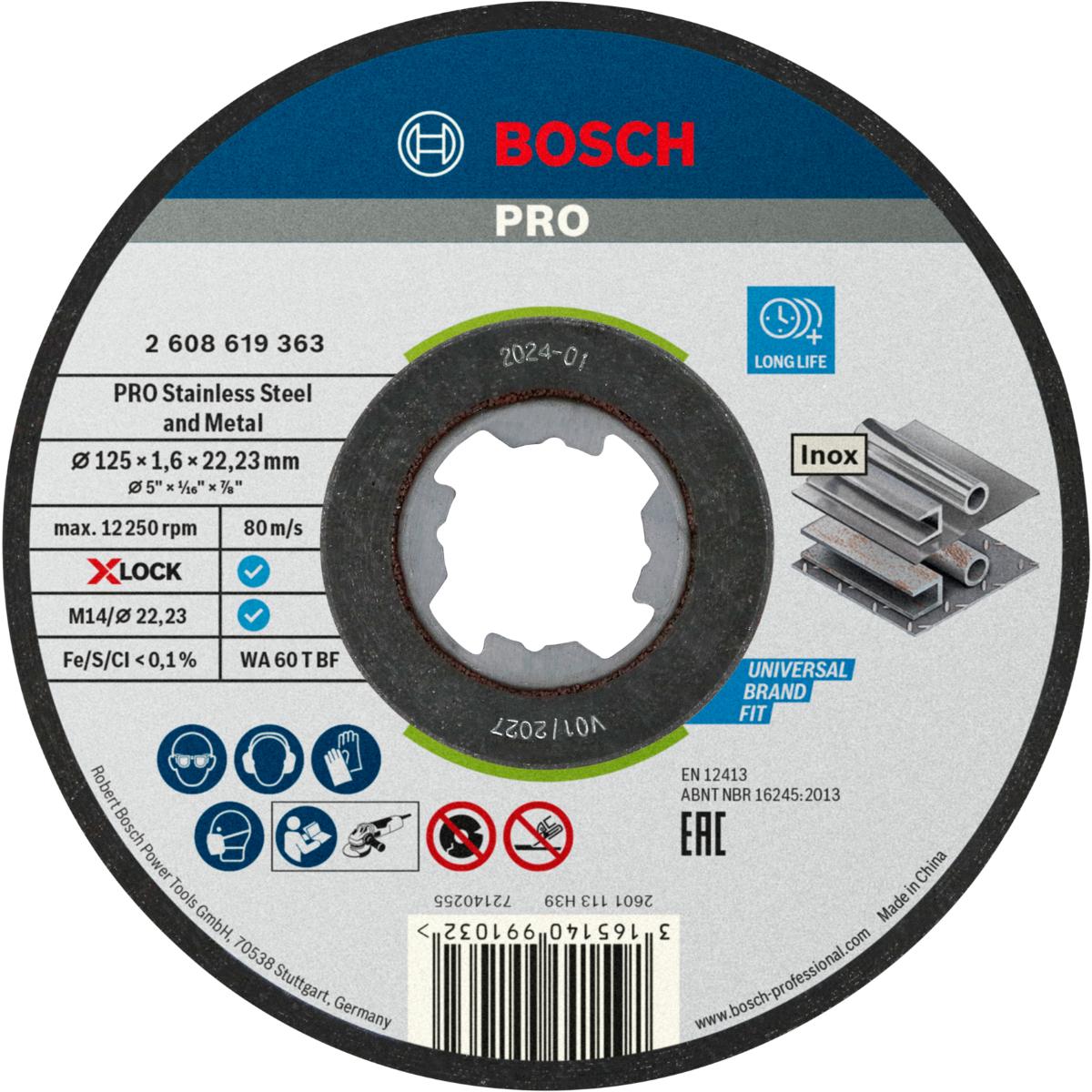 Bosch PRO X-LOCK Standard for Inox-Set, T41, 10-teilig, 125 x 1,6 x 22,23 mm