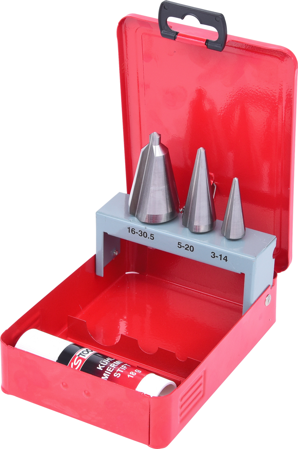 KS Tools HSS Blechschälbohrer-Satz, Stahlblechkassette 4-tlg