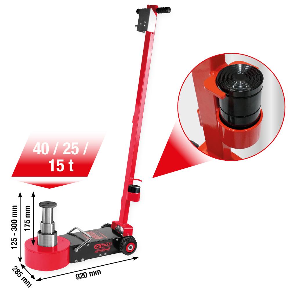 KS Tools performance Lufthydraulischer Wagenheber, 40/25/15 t