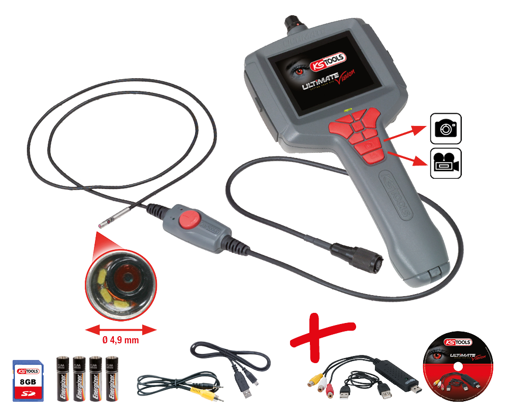 KS Tools ULTIMATEvision MASTER Videoskop-Satz Ø 4,9 mm mit Videograbber