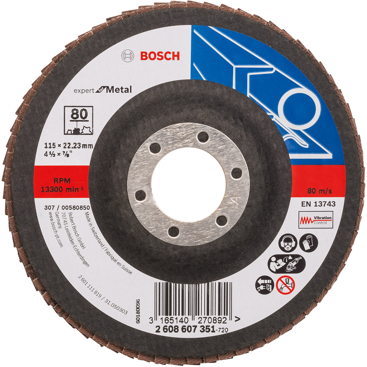 Bosch Fächerschleifscheibe X551 Expert for Metal, gewinkelt für INOX