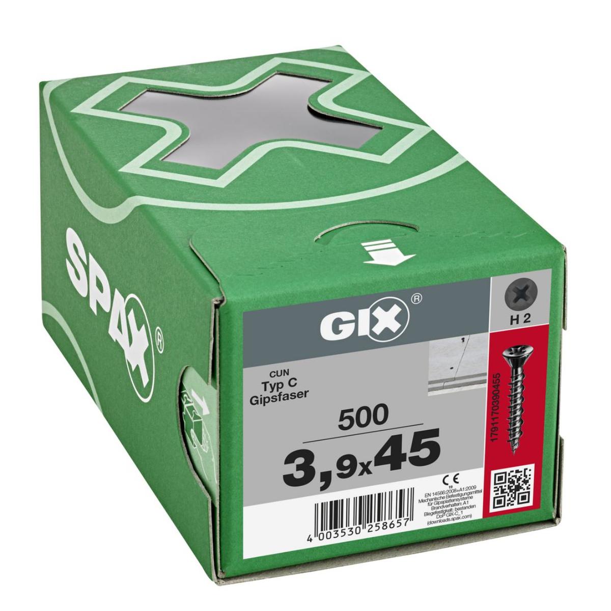 SPAX GIX-C Senkkkopf Fräsrippen H2 Hilo-Gewinde phosphatiert, 500 Stück