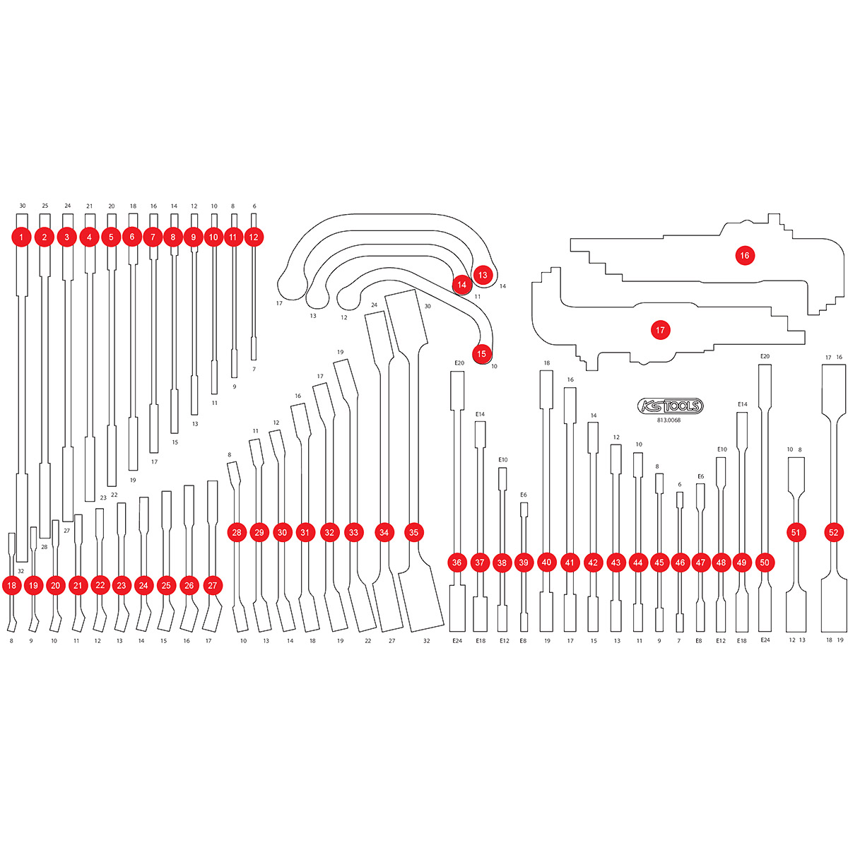 KS Tools Leere Schaumstoffeinlage zu 813.0068