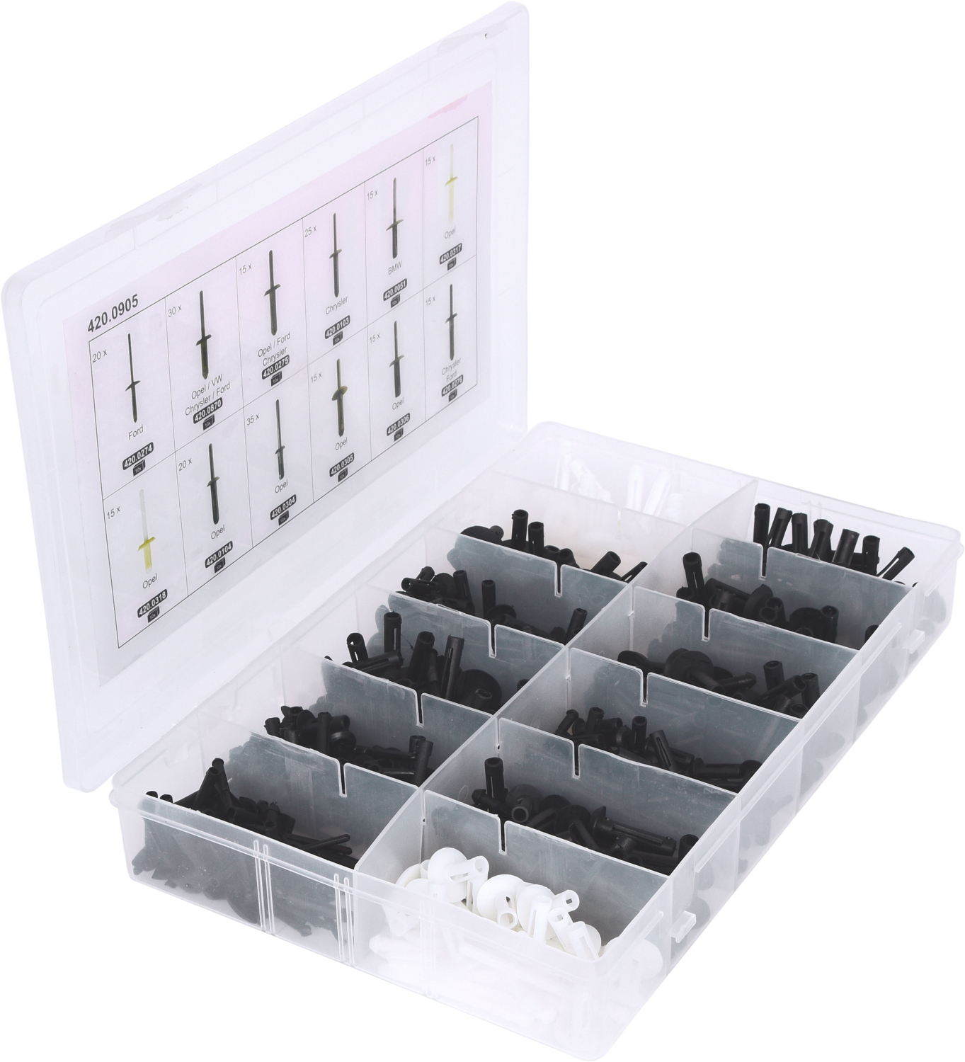 KS Tools Befestigungs-Clip-Satz - Kunststoffnieten, 235-tlg