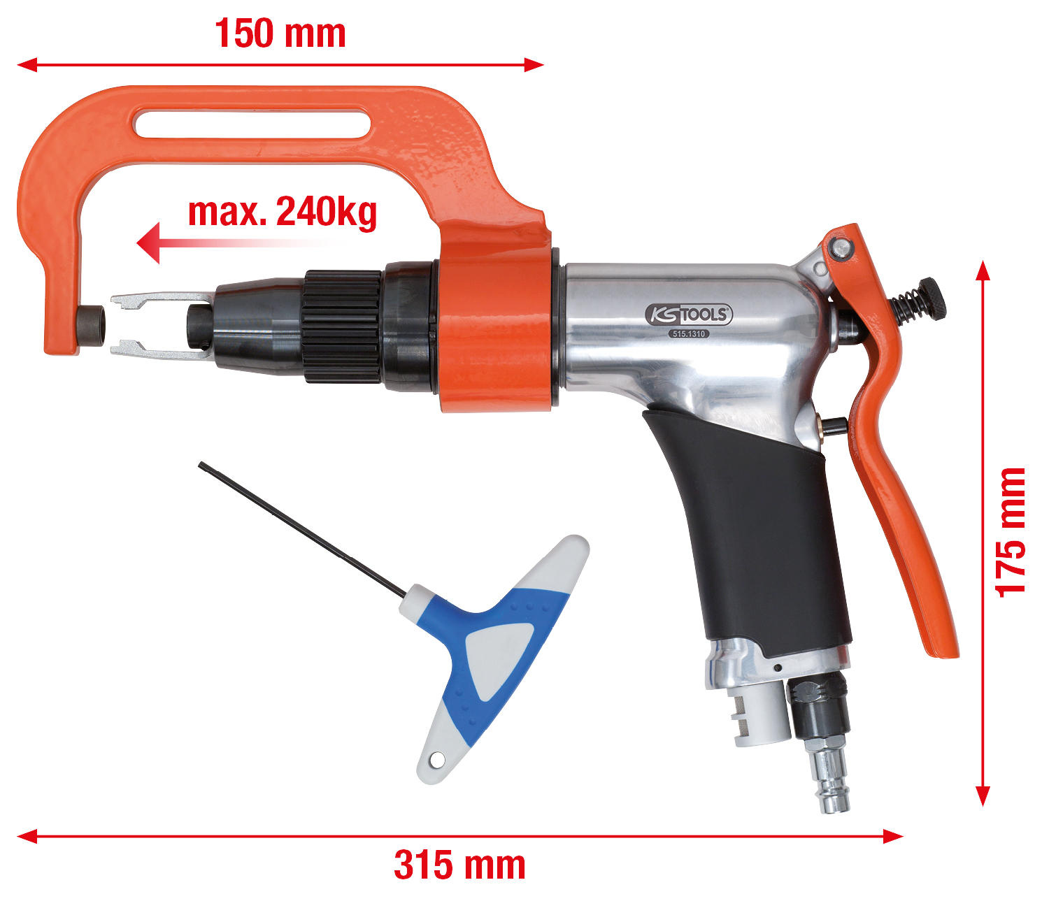 KS Tools Druckluft-Schweißpunkt-Bohrmaschinen-Satz, 3-tlg