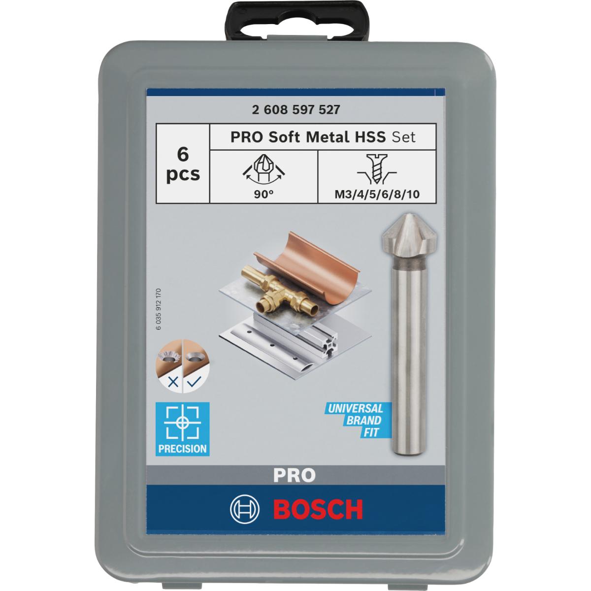 Bosch PRO Kegelsenker-Set, 6-teilig, 45, 63 mm / 5-10 mm / 6,3 - 20,5 mm