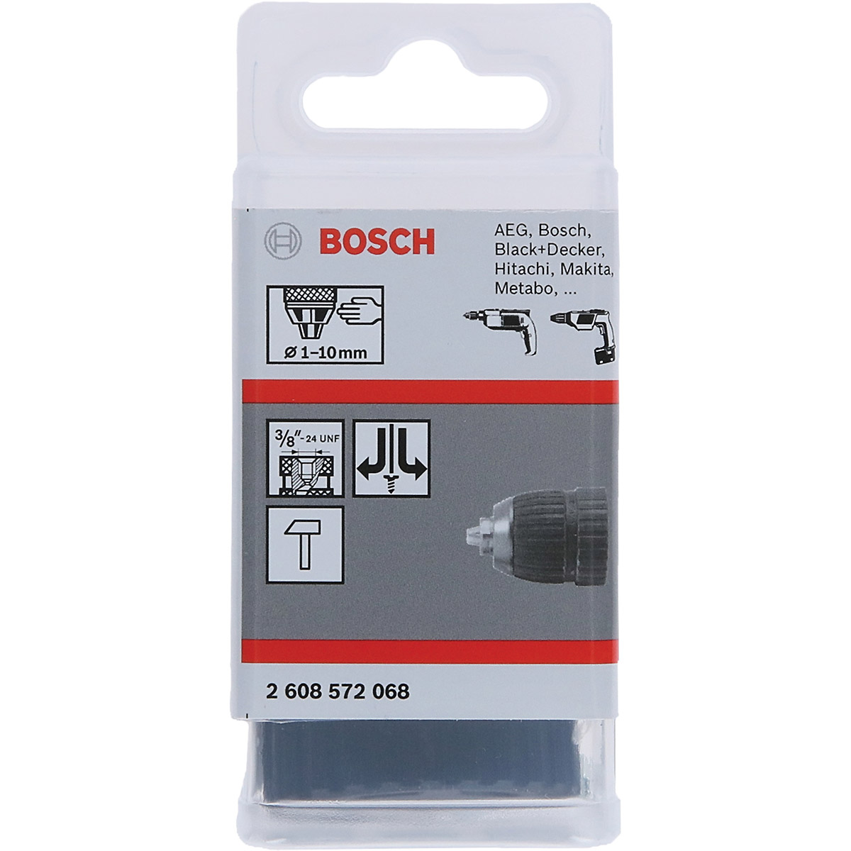 Bosch Schnellspannbohrfutter bis 10 mm, 1 bis 10 mm, 3/8 Zoll bis 24