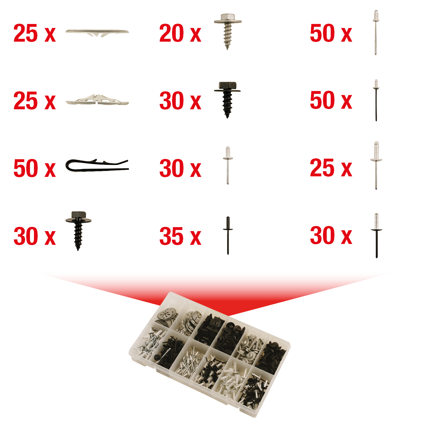 KS Tools Befestigungs-Clip-Satz - Schnellverschluss, 400-tlg