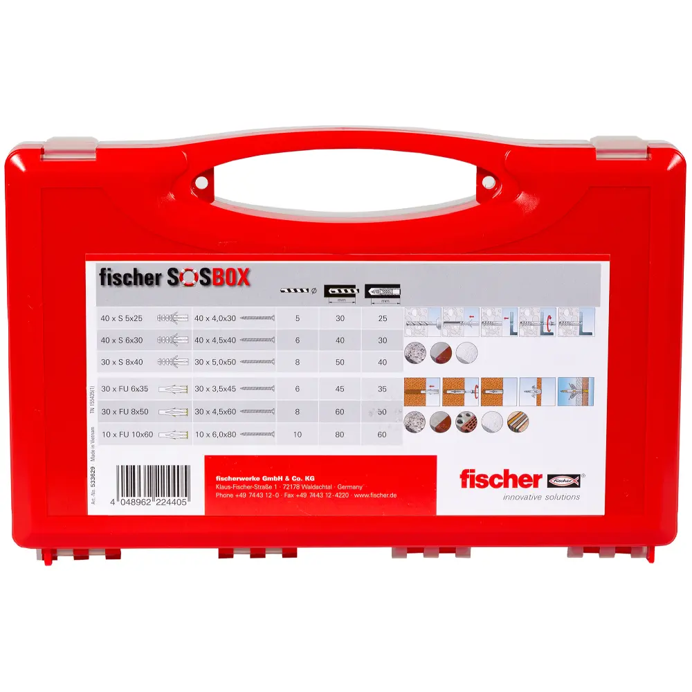 Fischer Dübelsortiment SOSBOX Dübel S/FU+Schrauben (360)