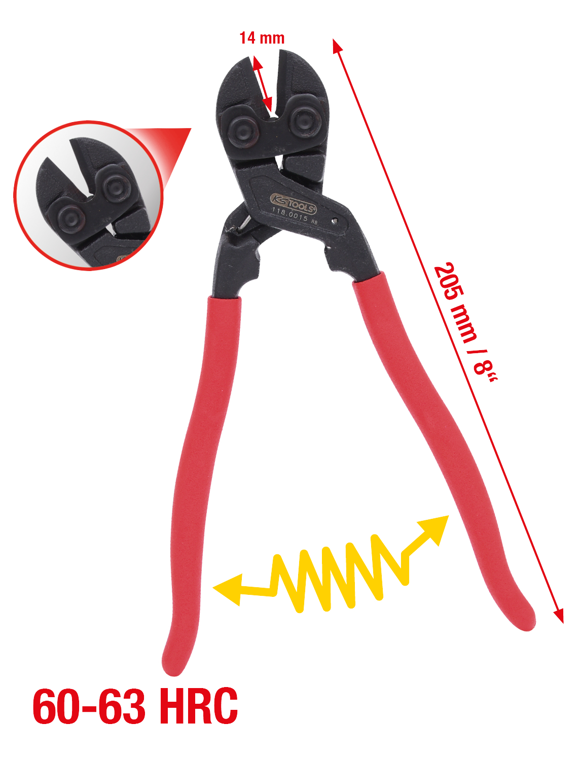 KS Tools Mini Bolzenschneider, selbstlösend, 8"
