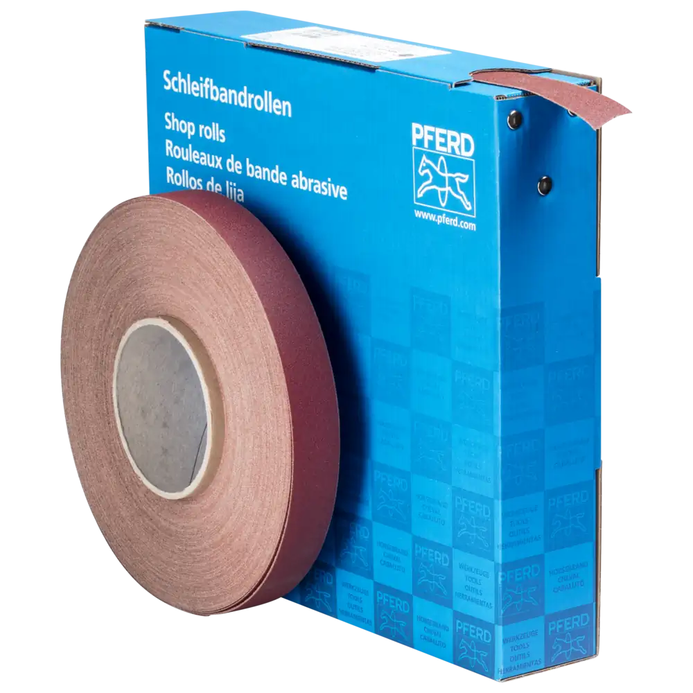 PFERD TOOLS Korund Schleifbandrolle Gewebe SBR Breite 25mm für universelle Anwendung