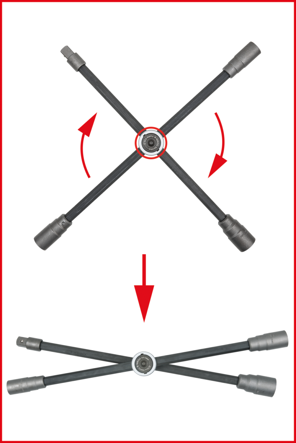 KS Tools Rad-Kreuzschlüssel mit Gleitgelenk für NKW, 3/4"x24x27x32mm