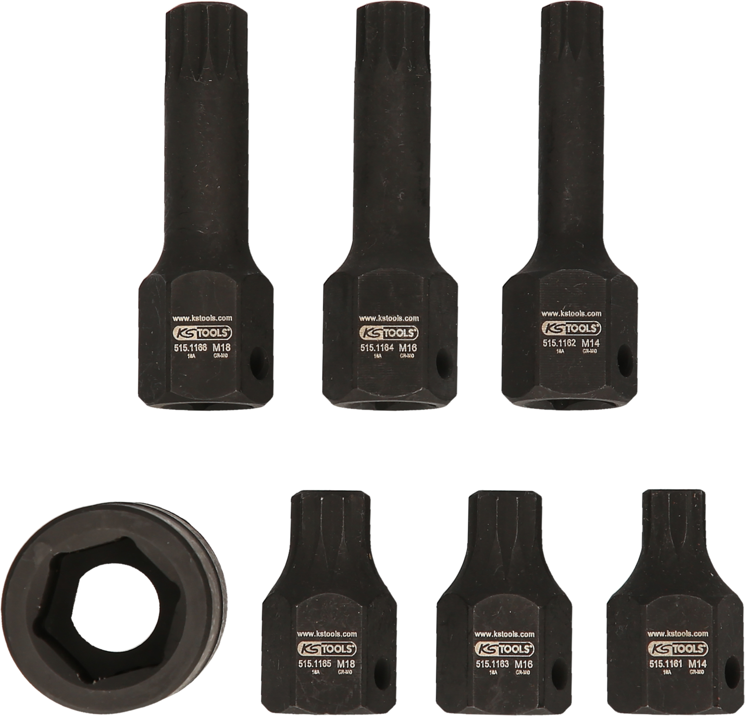 KS Tools 1/2" Spezial-Kraft-Bit-Stecknuss-Satz Vielzahn, 7-tlg M14-M18