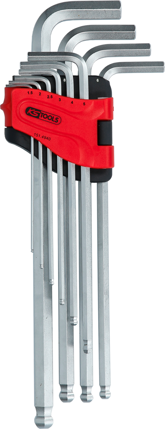KS Tools Kugelkopf-Innensechskant-Winkelstiftschlüssel-Satz,XL,10-tlg