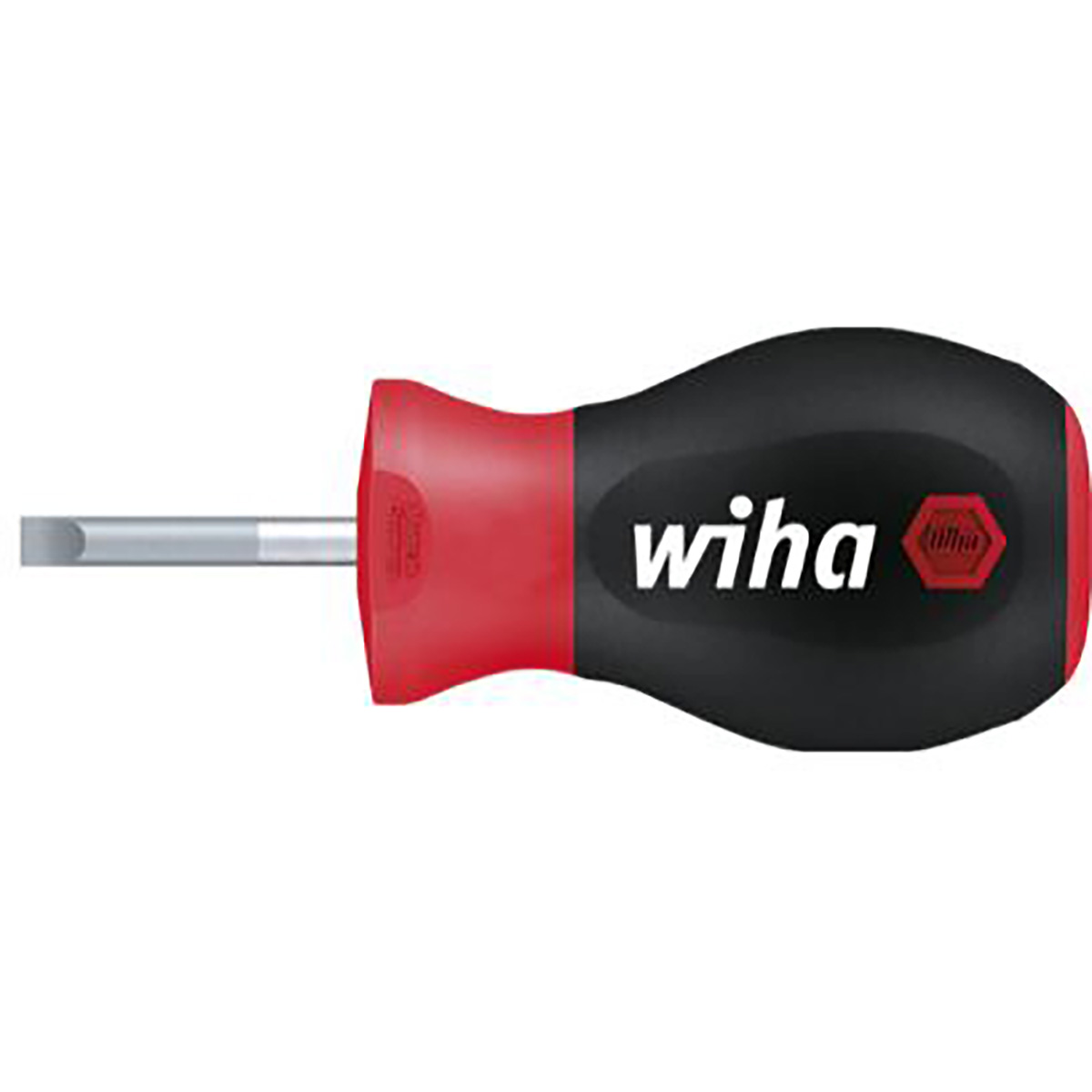 Wiha Schraubendreher SoftFinish Schlitz mit kurzer Rundklinge, Stubby